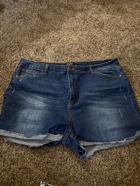 Judy Blue Dark Wash Distressed Denim Cutoff Shorts